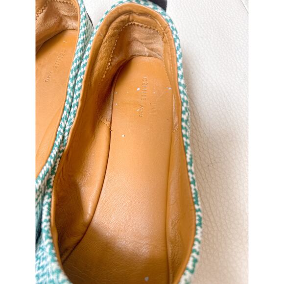 Céline Green White Zigzag Flats – Leather Lined, Size 10.5-11 - Picture 6 of 6